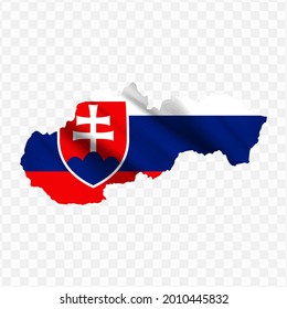 Waving flag Map Of Slovakia with transparent background, vector illustration in eps file