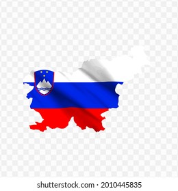 Waving flag Map Of Slovenia with transparent background, vector illustration in eps file