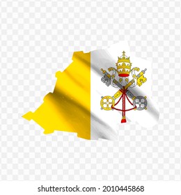 Waving flag Map Of Vatican with transparent background, vector illustration in eps file