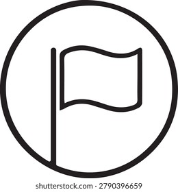 Waving Flag Marker Sign - Flagpole Destination Navigation Icon Vector