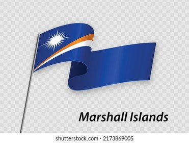 Wellenflagge der Marshallinseln auf Flagpol. Vorlage für die Gestaltung des Unabhängigkeitstags