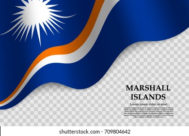 waving flag of Marshall Islands on transparent background. Template for independence day. vector illustration