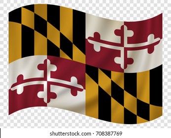 Waving Flag Of Maryland Is A State Of USA. Vector Illustration