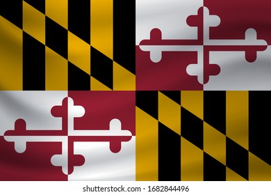 Waving flag of Maryland. Vector illustration