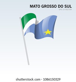 Waving flag of Mato Grosso do Sul states,federal district of Brazil isolated on gray background