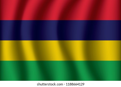 Waving  Flag of Mauritius. Mauritius Icon vector illustration eps10.