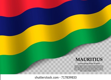 waving flag of Mauritius on transparent background. Template for independence day. vector illustration