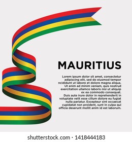 waving flag of Mauritius on white background. Template for independence day. vector illustration - Vector