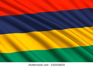 waving flag of Mauritius. Vector illustration