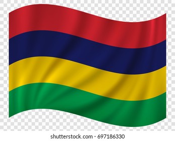 Waving Flag of Mauritius. Vector illustration