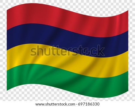 Waving Flag of Mauritius. Vector illustration