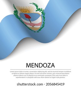 Bandera onduladora de Mendoza es una región argentina de fondo blanco. Plantilla vectorial de banderas o cintas 