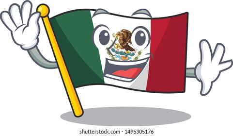 Waving flag mexico character in mascot shaped