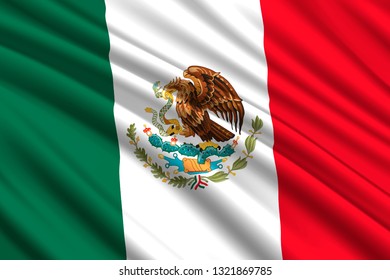 waving flag of Mexico. Vector illustration