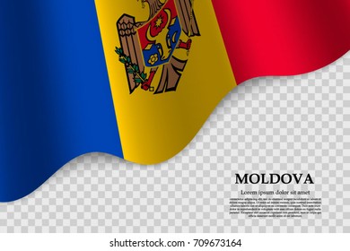waving flag of Moldova on transparent background. Template for independence day. vector illustration