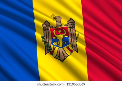 waving flag of Moldova. Vector illustration