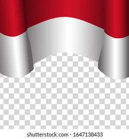 Waving flag of Monaco for independence Day isolated on transparent background