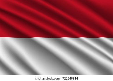 waving flag of Monaco on silk background
