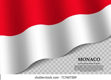 waving flag of Monaco on transparent background. Template for independence day. vector illustration