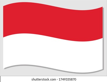 Waving flag of Monaco vector graphic. Waving Monegasque flag illustration. Monaco country flag wavin in the wind is a symbol of freedom and independence.