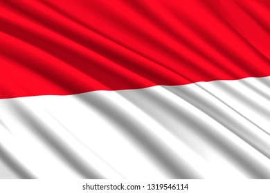 waving flag of Monaco. Vector illustration