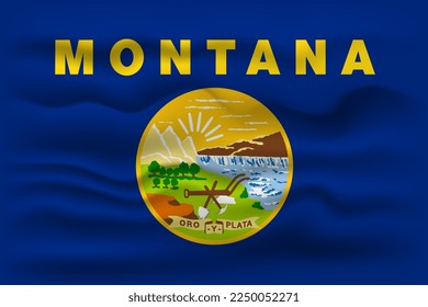 Waving flag of the Montana state. Vector illustration.