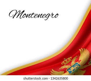 waving flag of Montenegro on white background. Template for independence day. vector illustration