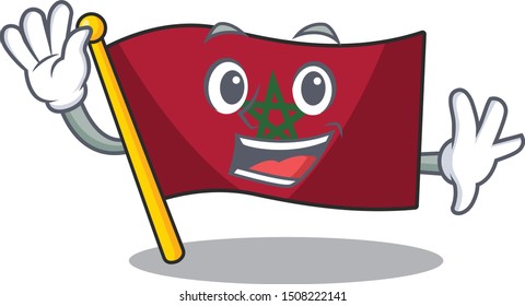 Waving flag morocco cartoon shaped the mascot