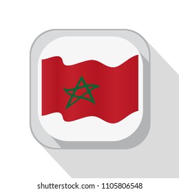 Waving flag of Morocco on the button. Vector illustration