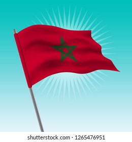 Waving flag of Morocco. Vector drawing illustration of flag.