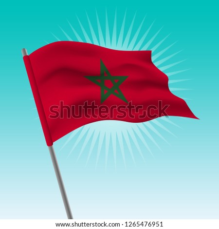 Waving flag of Morocco. Vector drawing illustration of flag.
