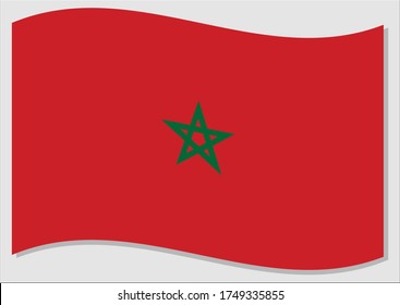 Waving Fahne von Marokko Vektorgrafik. Waving Marokkanische Flaggen-Illustration. Die Flagge eines Landes in Marokko ist ein Symbol für Freiheit und Unabhängigkeit.