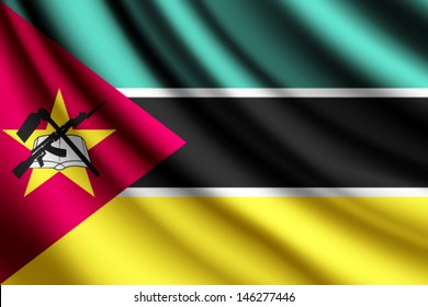 Waving flag of Mozambique, vector