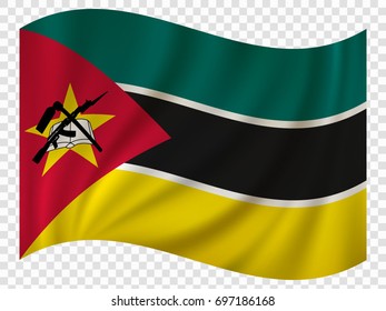 Waving Flag of Mozambique. Vector illustration