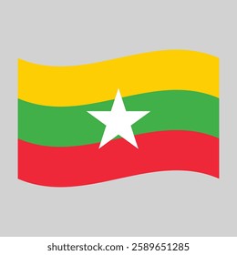 Waving Flag of myanmar - Burma