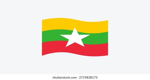 Waving flag of Myanmar. Myanmar flag icon vector design and illustration.

