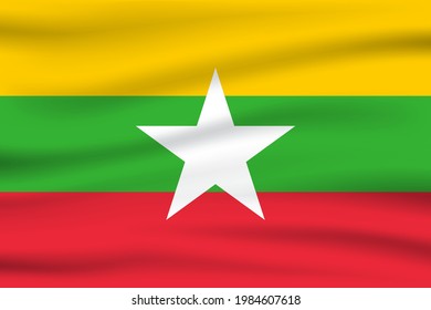 Waving flag of Myanmar. Flag Myanmar. Vector illustration of Thailand 3D icon