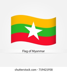 Waving flag of Myanmar vector illustration.