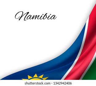 waving flag of Namibia on white background. Template for independence day. vector illustration