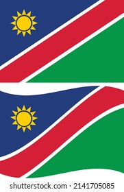 Waving flag of Namibia on white background. High detailed vector flag of Namibia. Namibia Flag. flat style.