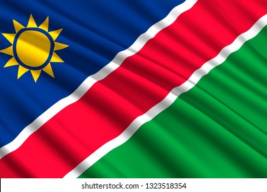 waving flag of Namibia. Vector illustration