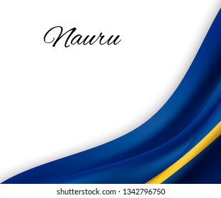 waving flag of Nauru on white background. Template for independence day. vector illustration