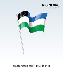 Waving flag of Río Negro provinces,autonomous city of Argentina on gray background