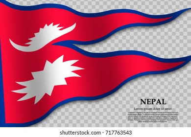 waving flag of Nepal on transparent background. Template for independence day. vector illustration