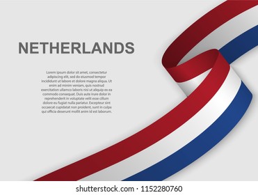 waving flag of Netherlands. Template for independence day. vector illustration