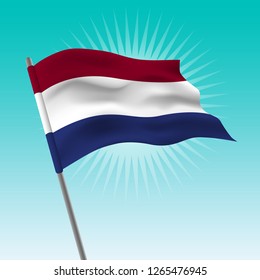 Waving flag of Netherlands. Vector drawing illustration of flag.