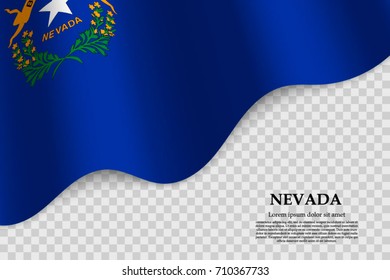waving flag of Nevada is a state of USA on transparent background. Template for banner or poster. vector illustration