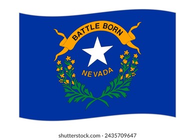 Waving flag of the Nevada state. Vector illustration.