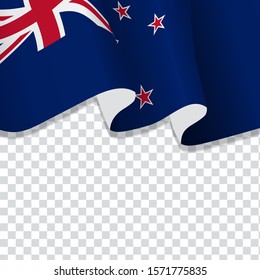 Waving flag of New Zealand for independence Day isolated on transparent background