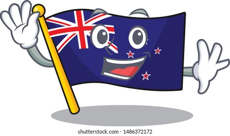 Waving flag new zealand isolated on character